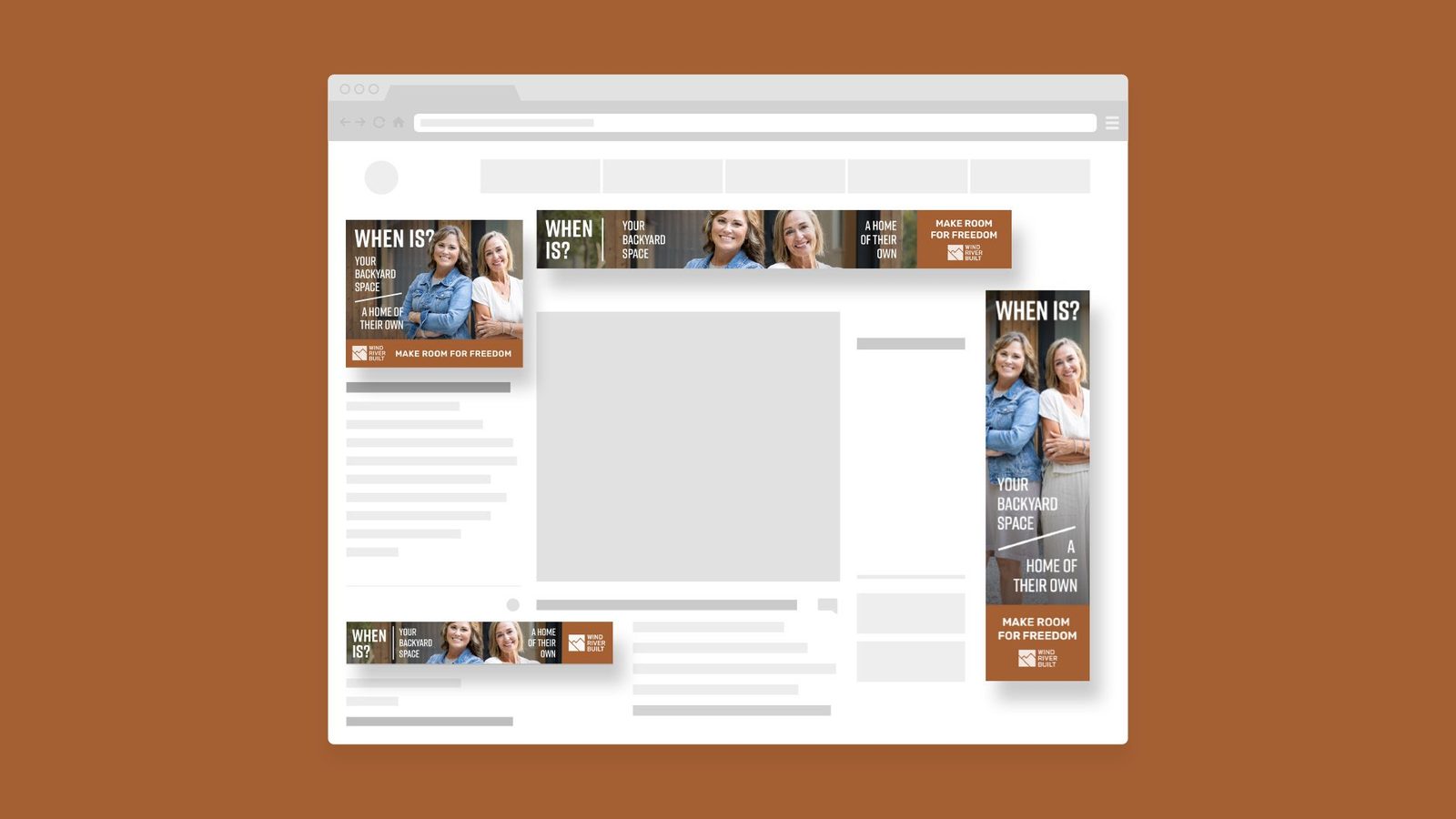 Wind River display ads placed around a mocked-up web page